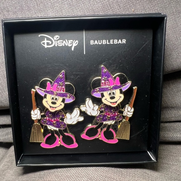 BaubleBar Jewelry - BaubleBar Disney Minnie Mouse Witch Earrings - Purple and Pink Halloween